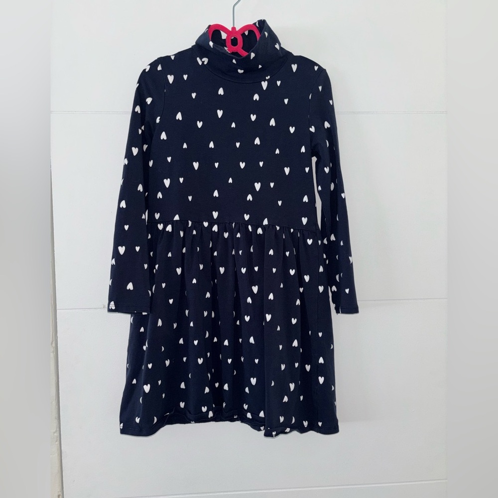 H&M Blue Dress with White Heart Pattern